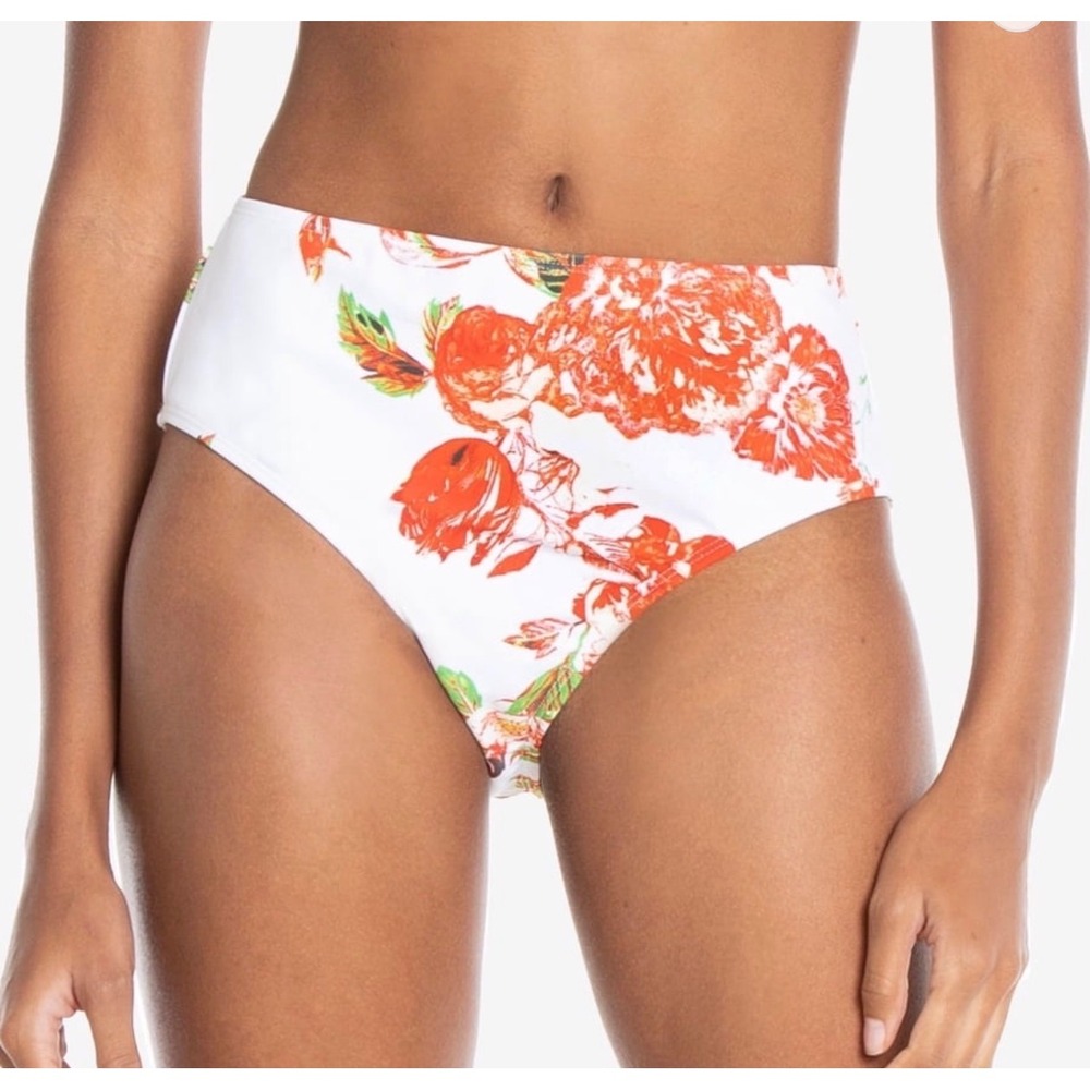 Rachel Rachel Roy Women White Red Floral High Waist Bikini Bottoms Y3RC6831W S
